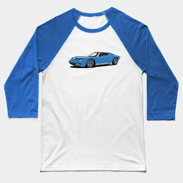 Lamborghini Miura in blu Baseball T-Shirt by Webazoot